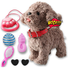 Walking Barking Dog Toy Singing Puppy Set, Repeat What You Say Teddy with Control Leash Electronic Dog, Touch or Voice Control Realistic Musical