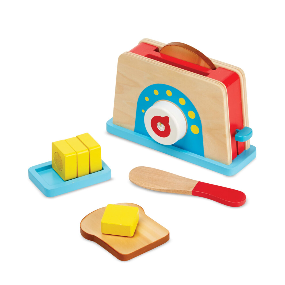 Wooden Bread & Butter Toaster Toy | Play Food | Pretend Play | 3+ | Gift for Boy or Girl