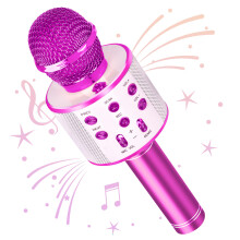 Wowstar Wireless Bluetooth Karaoke Microphone 4-in-1 Speaker/Recorder for Kids & Adults, Portable Home KTV, Android & iOS (Violet)