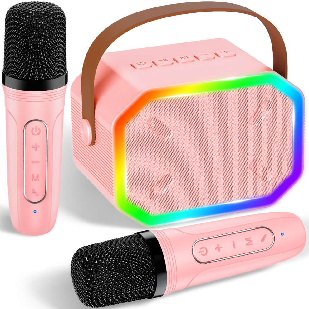 Karaoke Machine for Kids with 2 Microphones, Portable Kids Karaoke Machines for Girls with LED Party Lights,Bluetooth Speaker Toys Birthday Gifts for