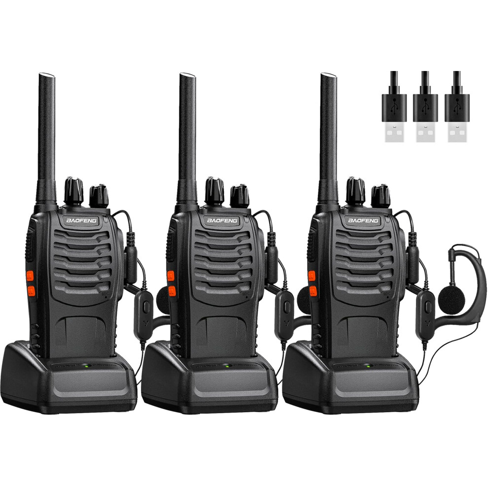 Walkie Talkies Long Range Rechargeable Walkie Talkie Set Portable Handheld 16Channels Two Way Radio with Earpiece,Build in LED Light for Adults
