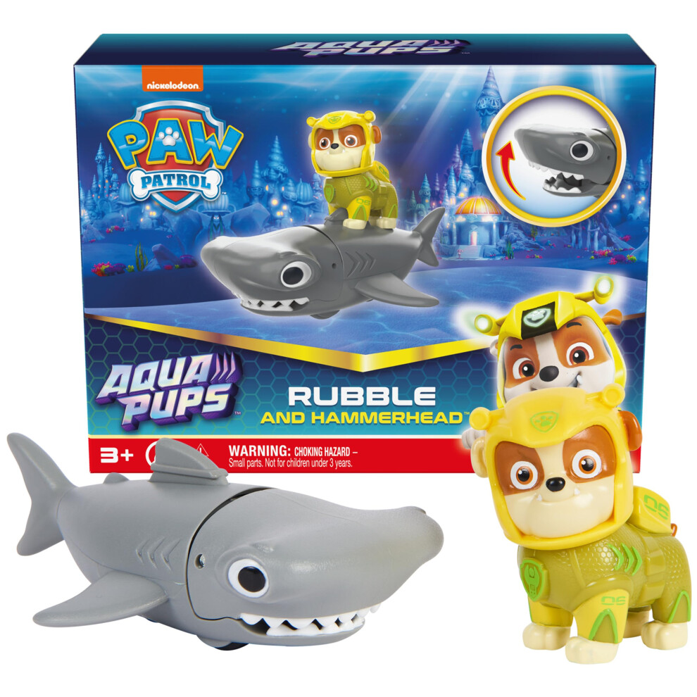 New Paw Patrol Aqua Pups Rubble And Hammerhead Action Figures Set, Kids' Toys For Ages 3 And Up