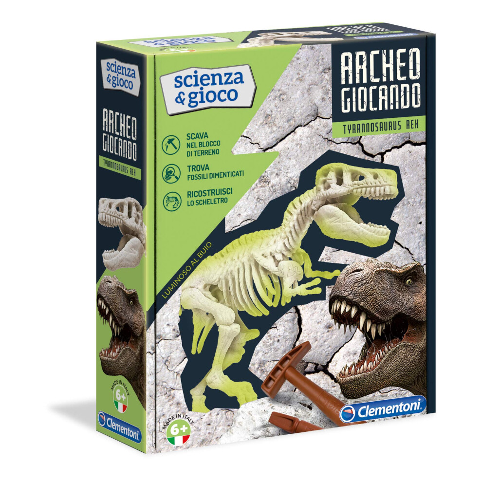 New Clementoni Archeogiocando-T-Rex Bright In The Multi-Colour, 19165 Dark