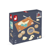 Dino 87 Dinosaur Excavation Game-87 Accessories-Children's Toy-Digging Kit w/Sand, Magnifying Glass & Bones-FSC Wood Game-4 Years +, J05832,