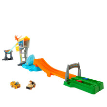 Set Pista Hot Wheels & Auto Giocattolo, RacerVerse Jurassic World Blues Raptor Rush con 2 Corridori Die-Cast: Blue & Owen