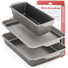 Ktichenaid Baking Trays Set of 3 Baking Tray non Stick Oven Tray Oven Trays Non Stick Baking Sheets for Oven Square Baking Tin Tray Bakeware Bake Cake