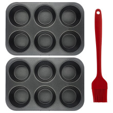 2 Pack Bakeware Yorkshire Pudding Tray Cupcake Tray Muffin Trays 6 Cup Yorkshire Pudding Tin Mini Cake Tins Baking Tray Set Non-Stick Muffin Cases for