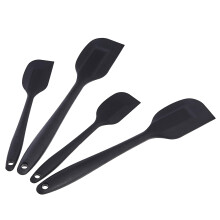 Nonstick Heat Resistant Rectangular Silicone Spatula Set, Dishwasher Safe, Flexible, BPA Free, 2 Small & 2 Large Spatulas, Pack of 4, Black,