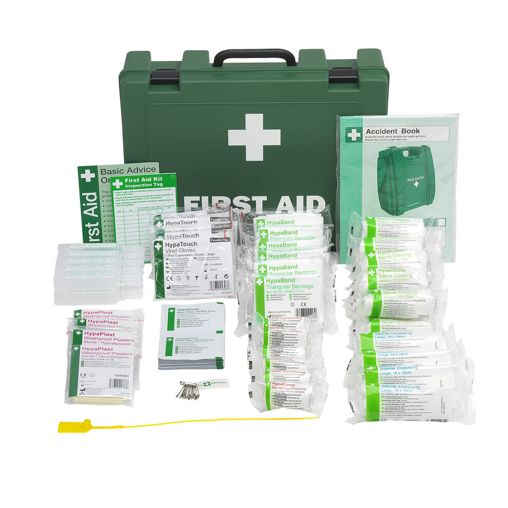 Safety First Aid Group Safety First Aid Workplace First Aid Kit (Large 21-50 Persons) Economy Hse-Compliant With Inspection Tags, Accident Book, Wall Bracket, Extra Plasters