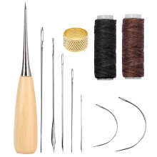 11Pcs Leather Repair Kit, Leather Stitching Kit with Waxed Thread Sewing Needle, Needle and Thread Kit for Leather Bags, Sofas, Wallets