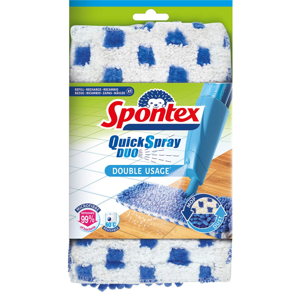 Quick Spray Duo Flat Spray Mop Head Refill | Microfibre Mop Head Pad | Cleans Laminate, Wood & Tile Flooring | No-Touch Reversible Mop Head