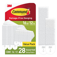 Medium and Large Picture Hanging Strips, Damage Free Hanging Picture Hangers, No Tools Wall Hanging Strips for Living Spaces, 12 Medium Pairs and 16
