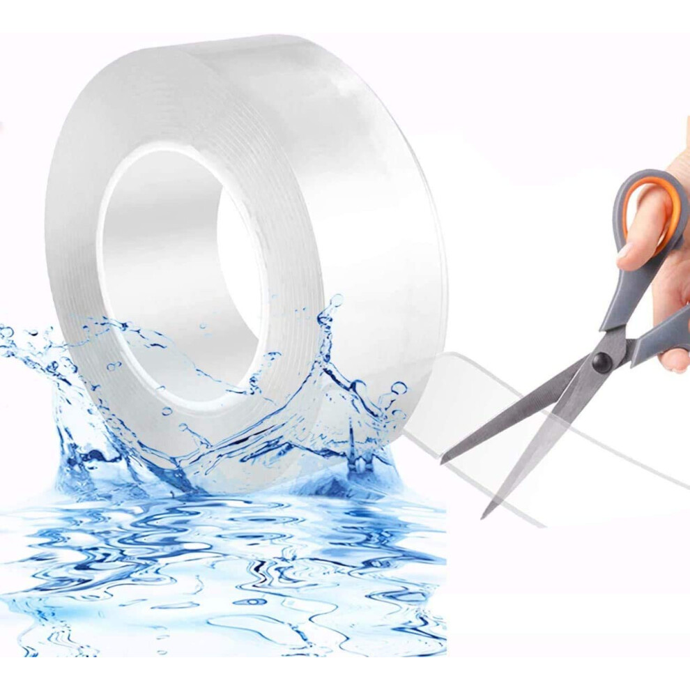 Double Sided Sticky Tape 3M(16.5Ft), Adhesive No Damage Transparent Wall Tape, Traceless Strong Gel Tape For Walls, Cable, Carpet, Photos, Kitchen Rug 745103960522