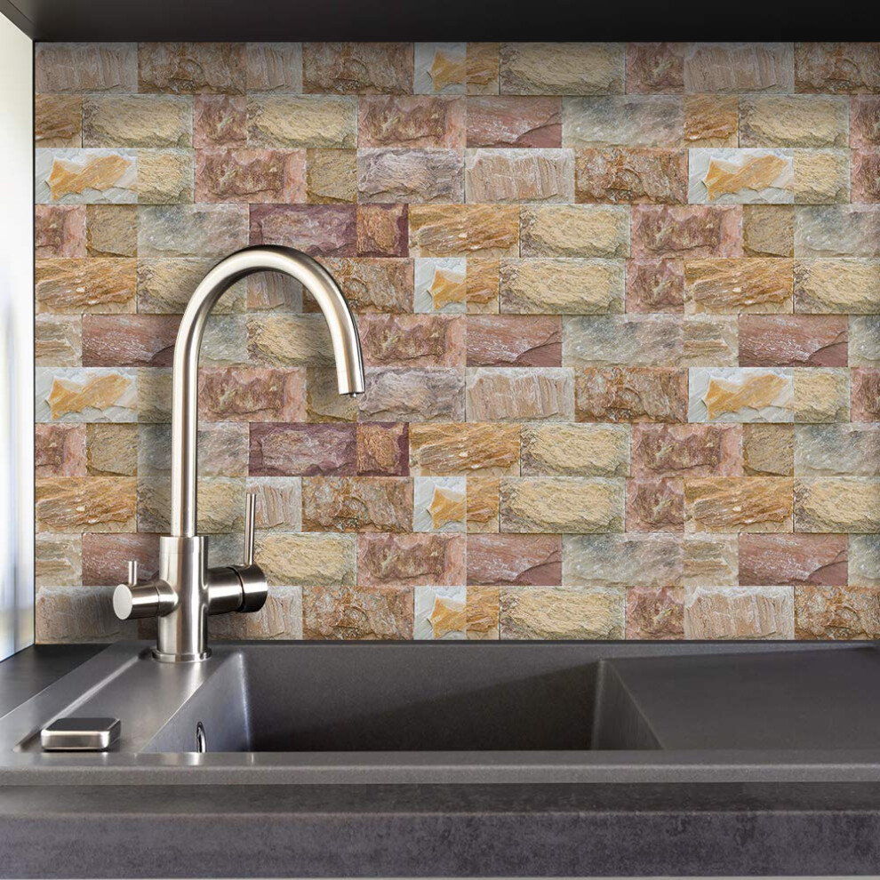 Bricks Effect Wall Sticker For Tv Walls/Sofa Background Bedroom Kitchen Bathroom Wall Decor,Tile Transfers Sticker For Home Decor, Peel & Stick 8414753604828