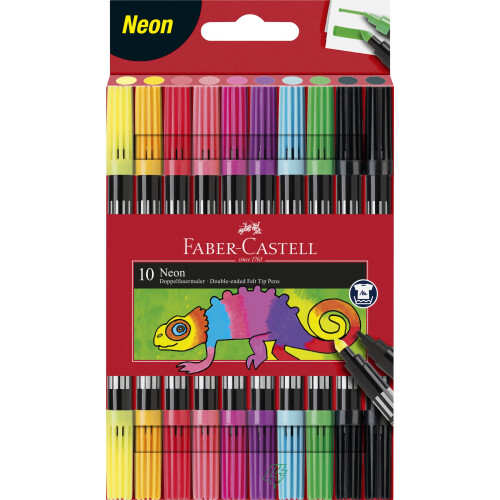Faber-Castell Neon Double-Ended Felt Tip Pens - Set of 10