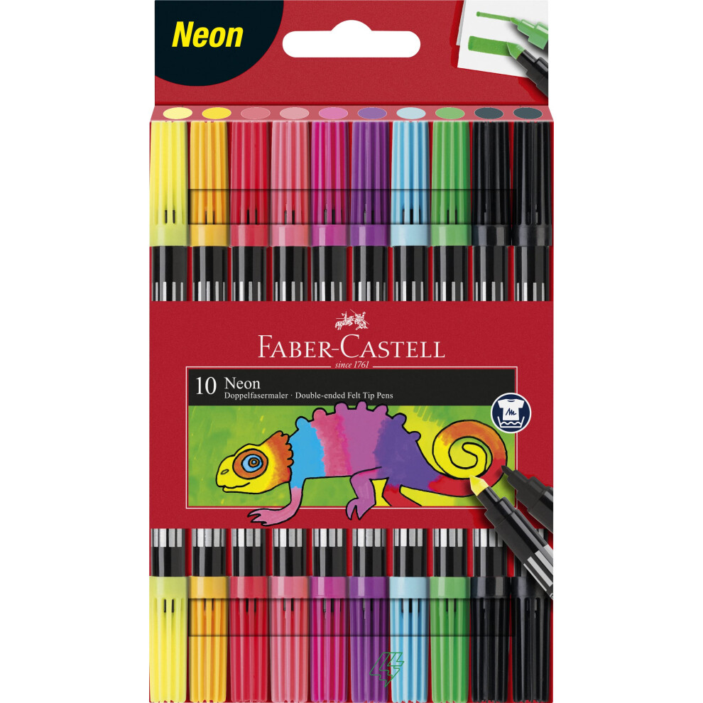 Neon Double-Ended Felt Tip Pens - Set of 10