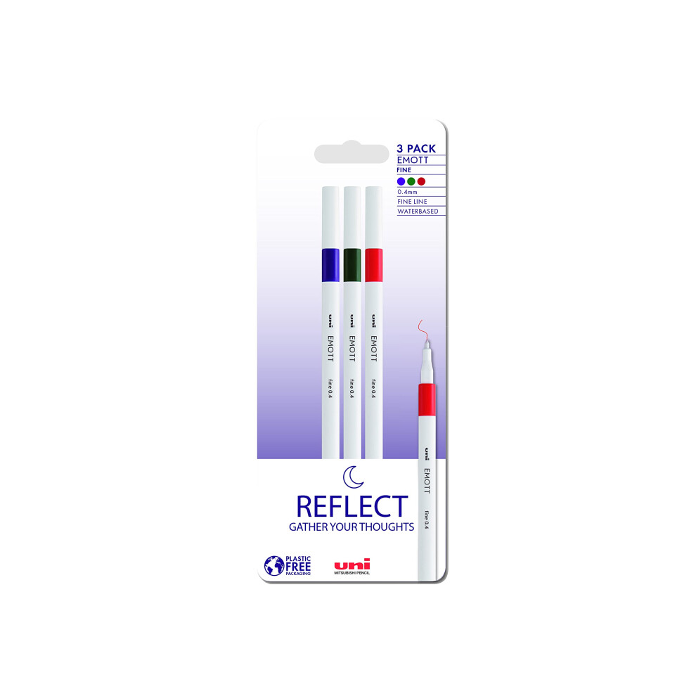 uni Emott Felt Tip Pens. Water Resistant, Non-Bleed and Fade-Proof Ink for Colouring, Art, Drawing, Writing, Journaling. Fineliner Tip Coloured Pens