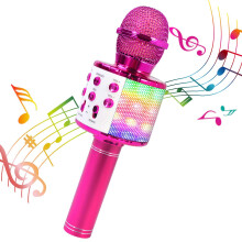 Karaoke Wireless Microphone, 5 in 1 Recording & Singing Microphone for Kids Adults, Dancing LED Lights Portable Speaker Karaoke Machine, Bluetooth