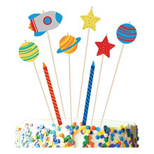 170590 - Blast Off Space Kids Birthday Party Cake Candles Set - 8 pack