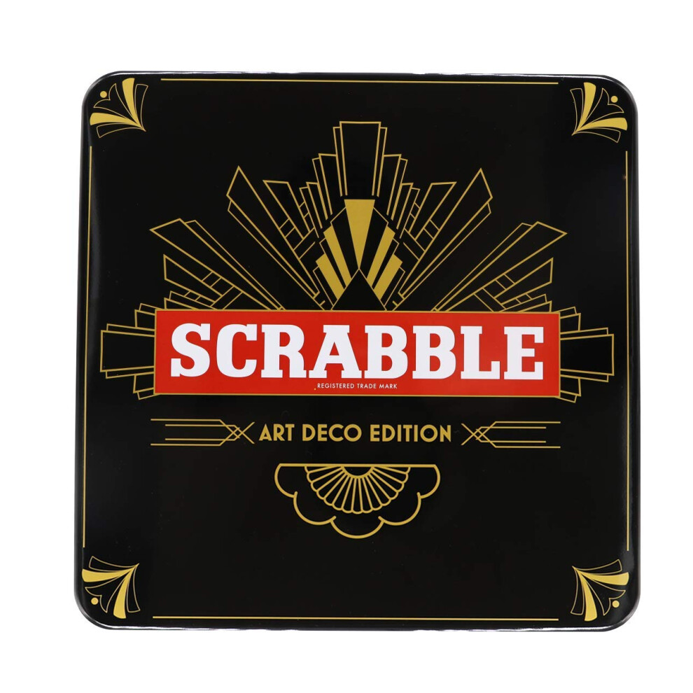 Tinderbox Games | Scrabble Art Deco Tin | Board Game | Ages 10+ | 2-4 Players | 60 Minute Playing Time