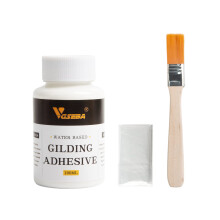Gilding Adhesive, 100ml Epoxy Resin Water Based Gold Leaf Glue for Craft, Arts, Wood Use (Brush + Gloves)