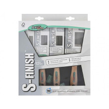 S-Finish Paint Brush (Grey Color) - Set of 4 - (1.5", 2x2", 3") - Eco-friendly Natural Bamboo Handles, Stainless Steel, Synthetic Filaments,