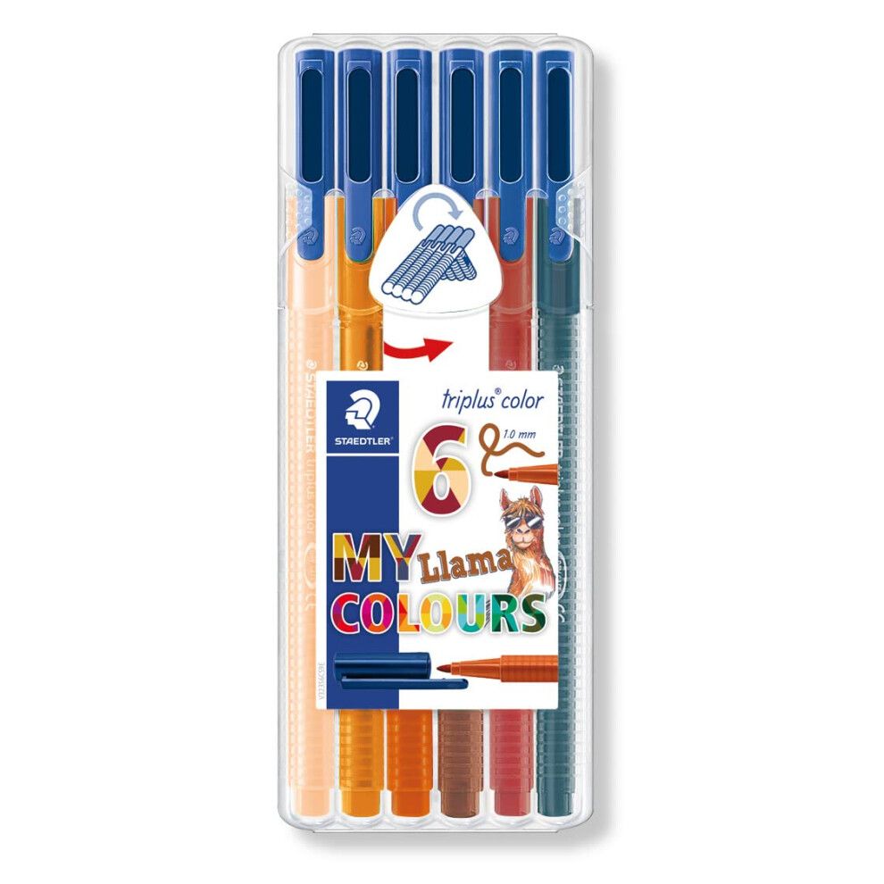 Triplus Color 323 - Staedtler Box of 6 Felt-Tip Pens Medium Tip 1 mm Assorted Colours - My Llama Colours