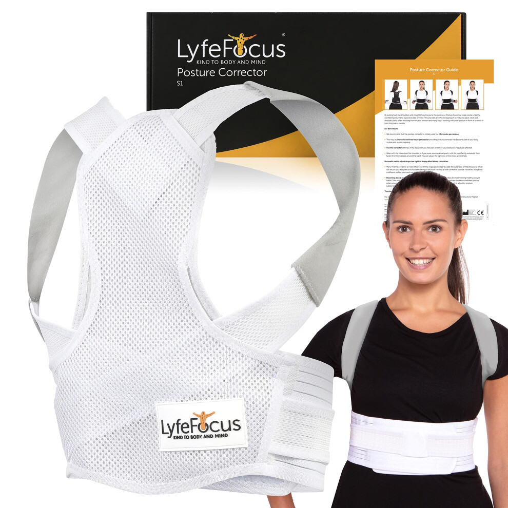 Lyfefocus S1 Premium Invisible Breathable Back Posture Corrector For Men & Women - Upper Back Support Brace & Straightener - Effective Posture Correction For