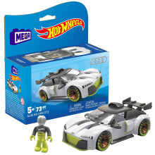 Hot Wheels Building Toy Race Car Playset, Audi R8 LMS GT2 with 73 Pieces, 1 Micro Action Figure Driver, White, Gift Ideas for Kids Age 5+ Years, HKF93