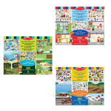 Reusable Sticker Book Bundle - My Town, Vehicles, Animal & Dinosaur Sticker Book | Travel Toys for Toddlers on Plane | Reusable Stickers for Children