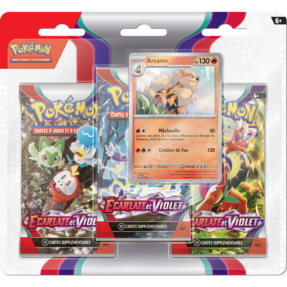 Pokemon | 3-Booster Pack - Scarlet and Purple Series 1 (EV01) | Random Design | Board Game | Trading Cards | From 6 Years Old