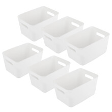 6 Plastic Storage Boxes, White Storage Baskets, 25X17X15Cm Storage Boxes For Kitchen, Cabinets, Office, Bathroom, Toys, Durable Home Tidy Open Storage