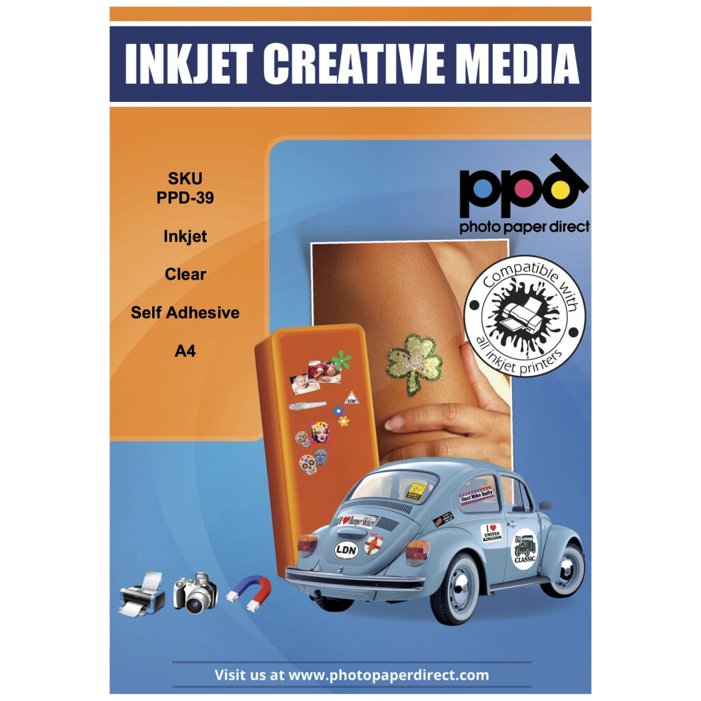 Ppd 10 Sheets A4 Inkjet Printable Transparent Self Adhesive Sticker Paper Photo Quality -39-10