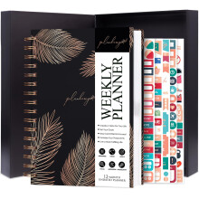 Weekly Planner – Elegant Life & Budget Planner to Hit Your Goals & Live Happier – Organizer & Productivity Journal – 17.5 x 21.5cm Hardcover,