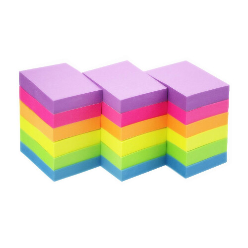 Sticky Notes 1.5 x 2 Self-Stick Notes 6 Bright Color 18 Pads, 100 Sheets/Pad