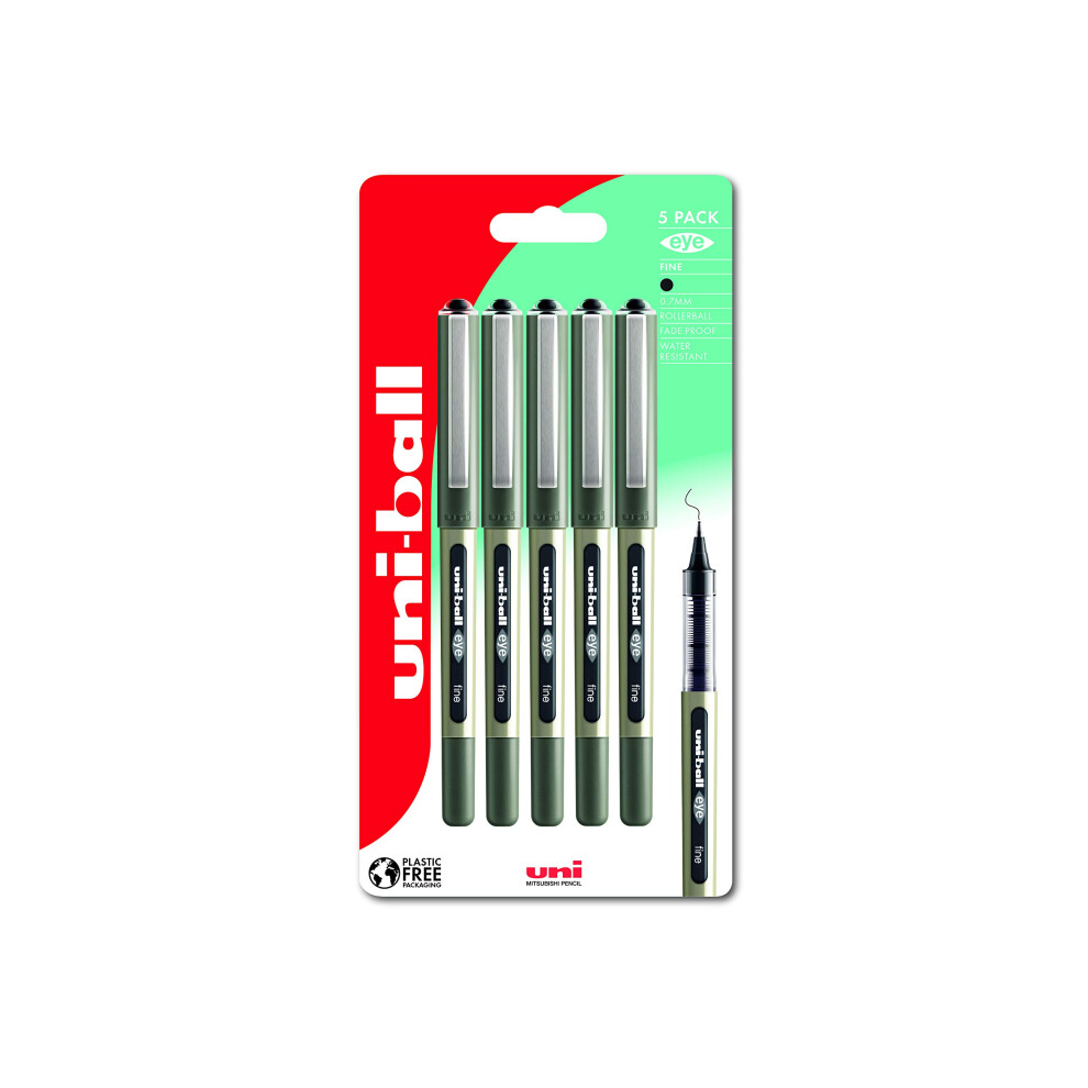 Uni-Ball Eye Ub-157 Rollerball Pen 0.5 Mm Black Pack Of 5 - Image 7