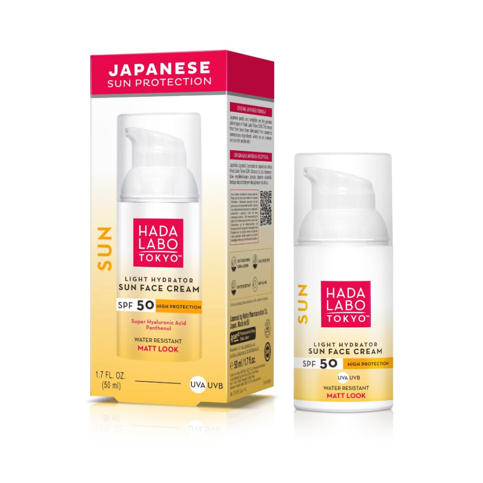 Hada Labo Tokyo Light/Cream - Hydrator Sun Face With Super Hyaluronic Acid, Spf50, Matt Look, 50 Ml Bottle (Pack Of 1)
