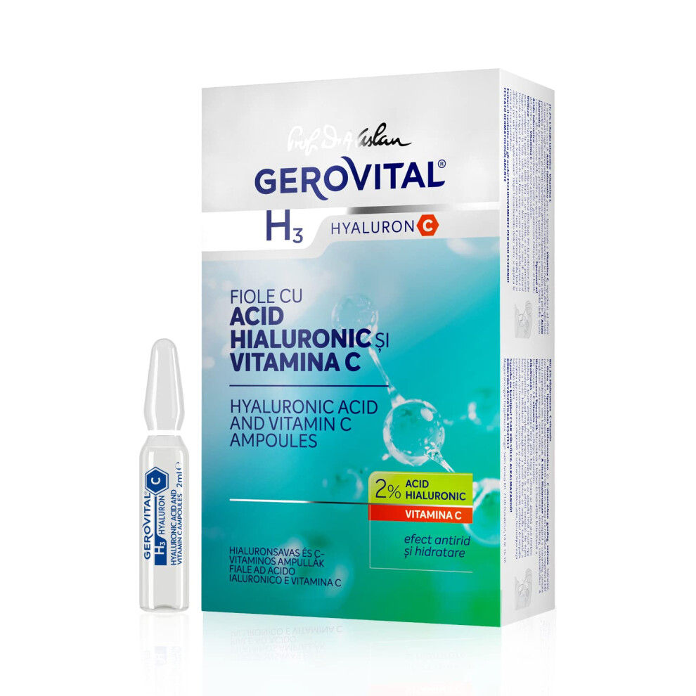 Gerovital Hyaluron C Hyaluronic Acid Serum For Face With Vitamin C Intensive Anti-Wrinkle Face Treatment Hydrating Face Moisturizer For Norma