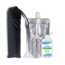 Seshlehem 6-Pack Secret Umbrella Flask Set - 1000ml Total, 220ml Umbrella Flask, 100ml Sanitiser, 4 Silver Pouches for Festivals - UK Brand
