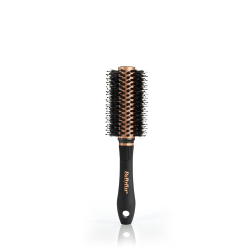 BaByliss Copper Mixed Boar Bristle Thermal Barrel Brush, Black