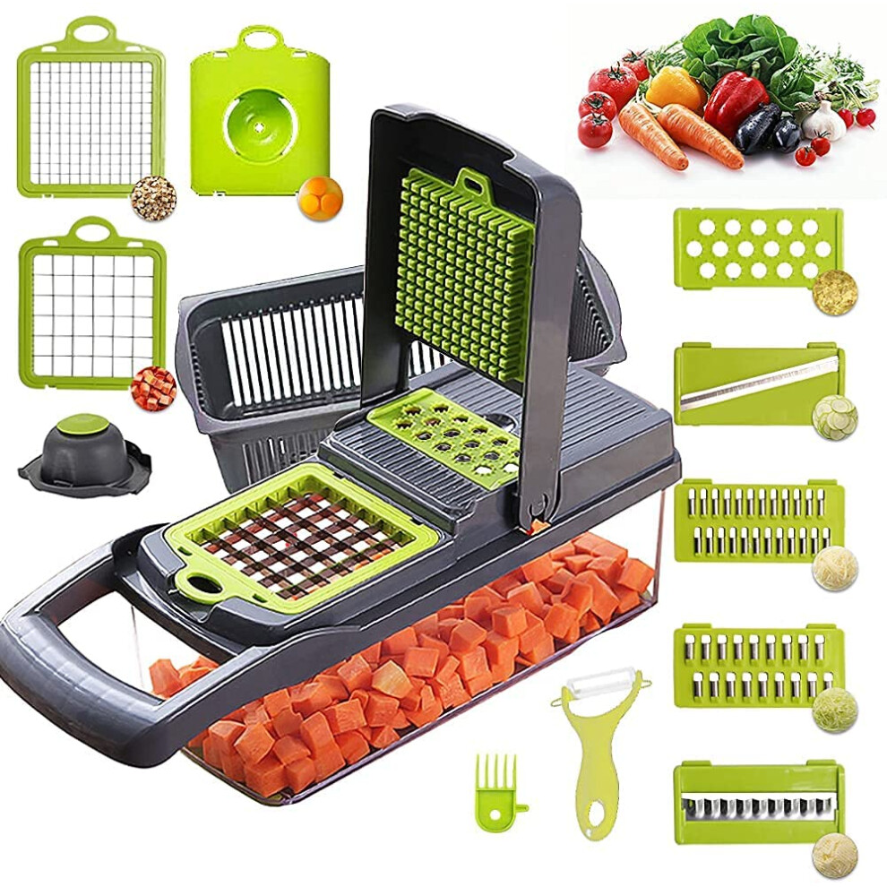 12 in 1 Vegetable Chopper, Mandoline Vegetable Dicer and Chopper, Vegetable Chopper Manual, Professional Veg Slicer Onion Slicer Food Slicer for