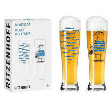 3481007 Wheat Beer Glass 500 ml - Set of 2 - Series Brauchzeit Set No. 7-2 Pieces with Multicoloured Digital Print