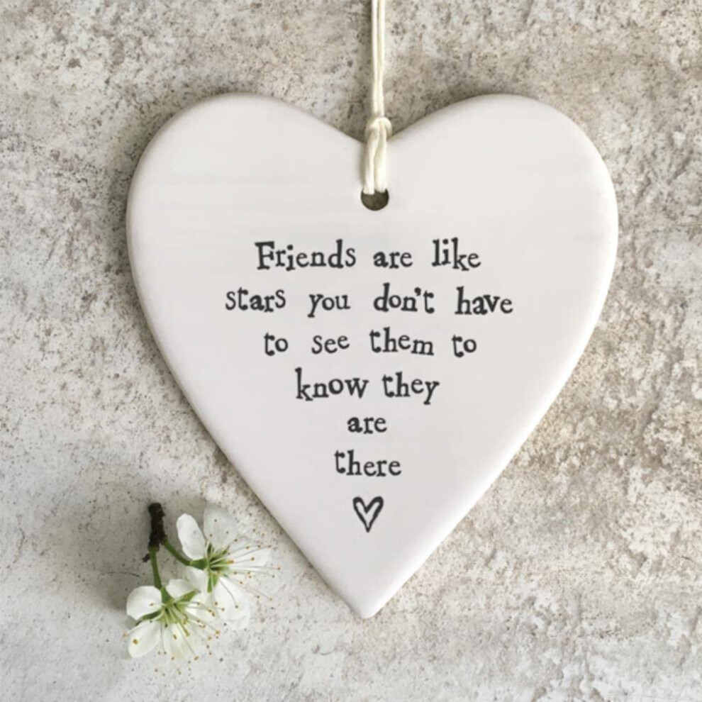 East Of India New Ceramic Hanging Heart - Friends Are Like Stars, Wedding