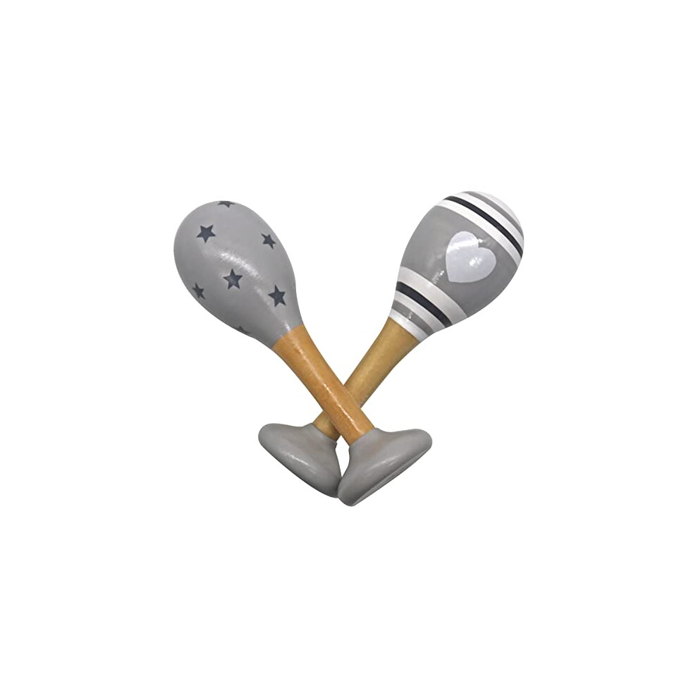 Photos - Other Toys Baby Rattle Maracas - Wooden Musical Instruments for Toddlers - Newborn Sensory Toys - Grey