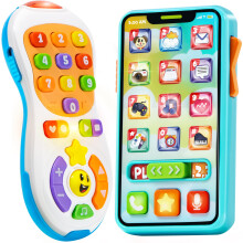JOYIN Geüpgraded Speeltelefoon en Afstandsbediening Set, 90+ Muziek en Leerzinnen, Baby Speelgoed 6-12 Maanden