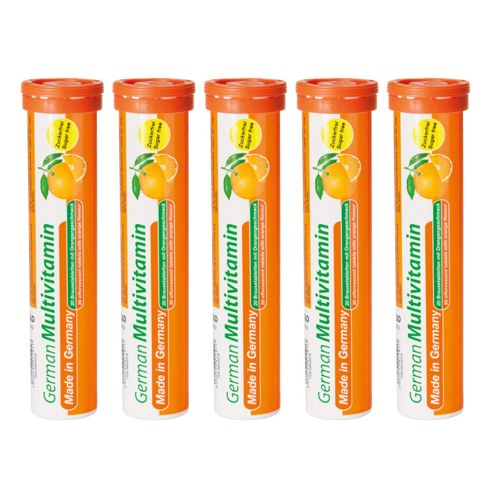 T&D Orange Multivitamin - 5 X 20 Effervescent Tablets - Flavor - Pharma German Multivitamin - Made In Germany