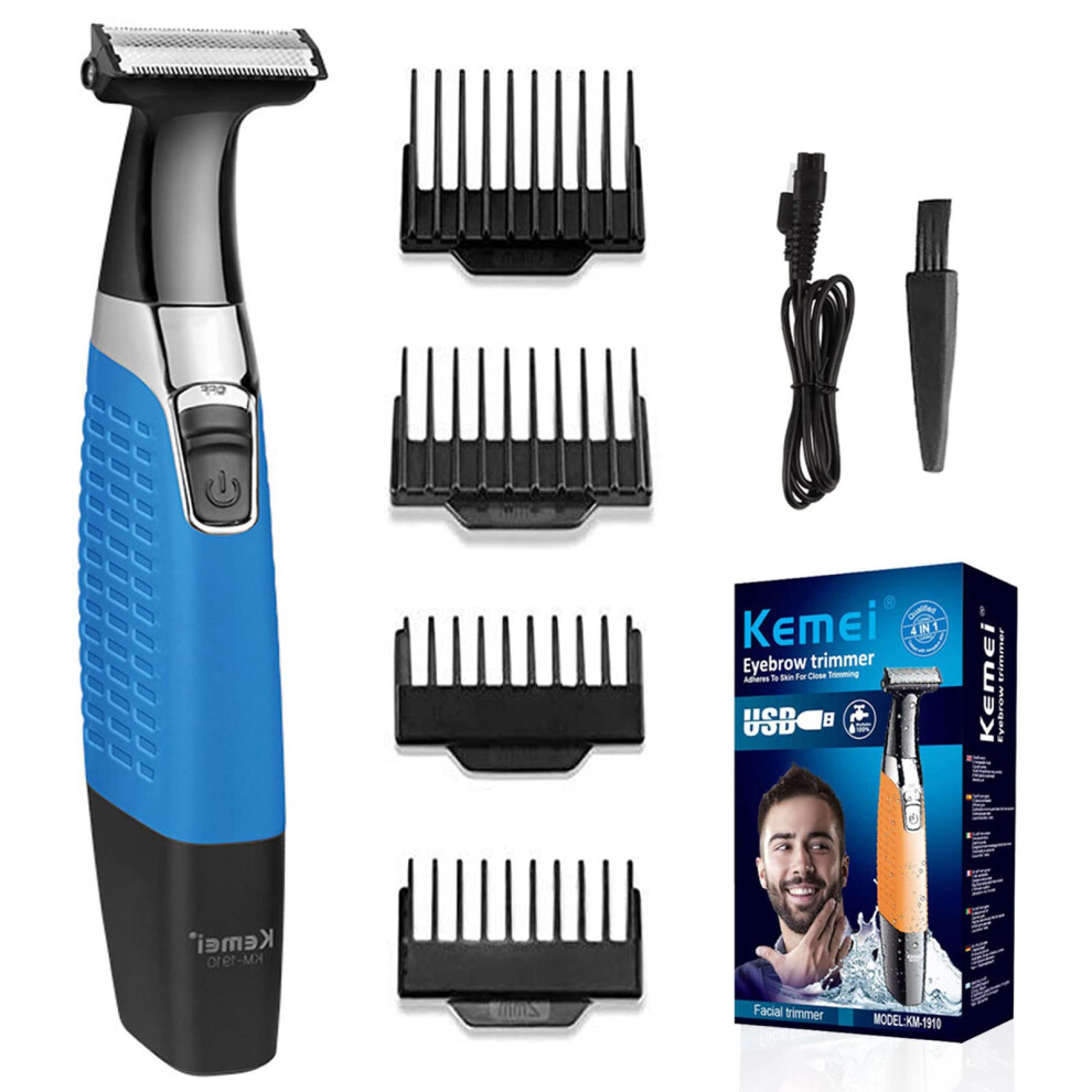 Kemei Electric Shavers, Beard Trimmer Men, Washable Beard Grooming,Cordless Usb Rechargeable Body Groomer And Hair Remover For Eyebrow, Beard Facial& Body