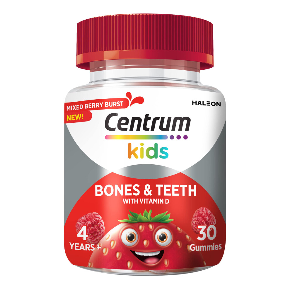 Multivitamins for Kids Bones & Teeth, 30 Multigummies, Vitamins with 5 Essential Nutrients including Vitamin D, Mixed Berry Natural Fruit Flavour