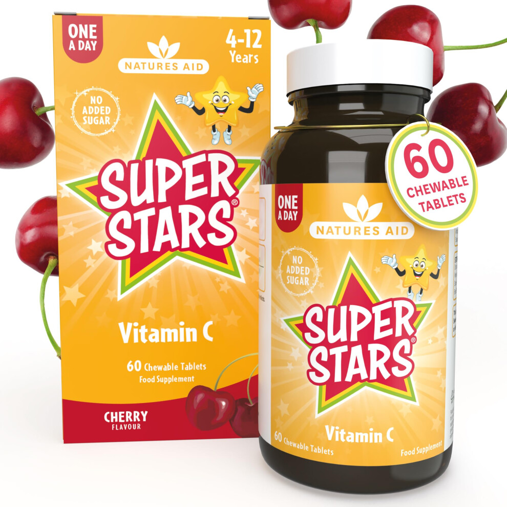 Super Stars Vitamin C for Children 4-12 Years, 60 Chewable Tablets