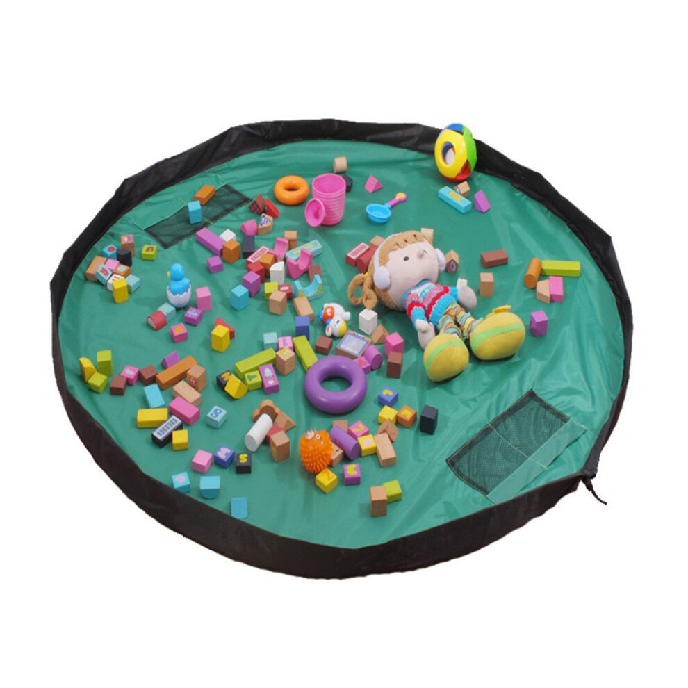 Medifier Children's Play Mat And Toys Storage Bag Organizer 60-Inch Unfold,Quickly Easily Folds Up (Green)